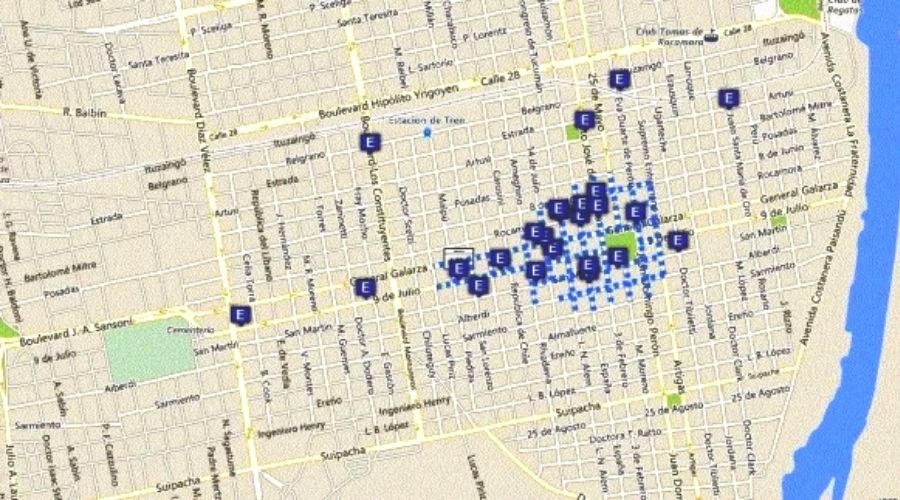 Mapa de estacionamiento medido en Concepción de Uruguay