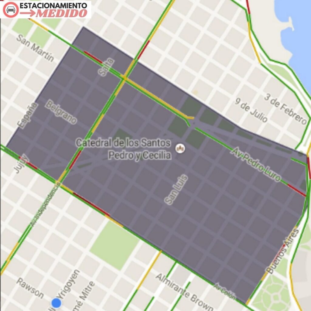 Mapa es estacionamiento medido en Mar del Plata