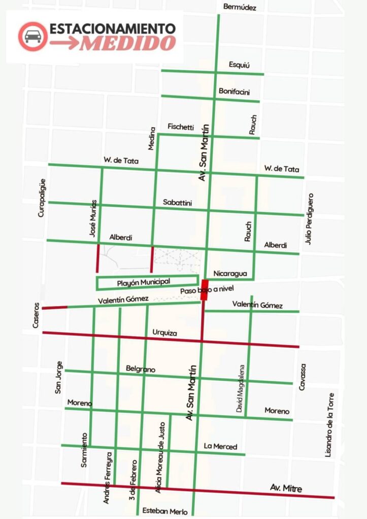 Mapa estacionamiento medido en Caseros
