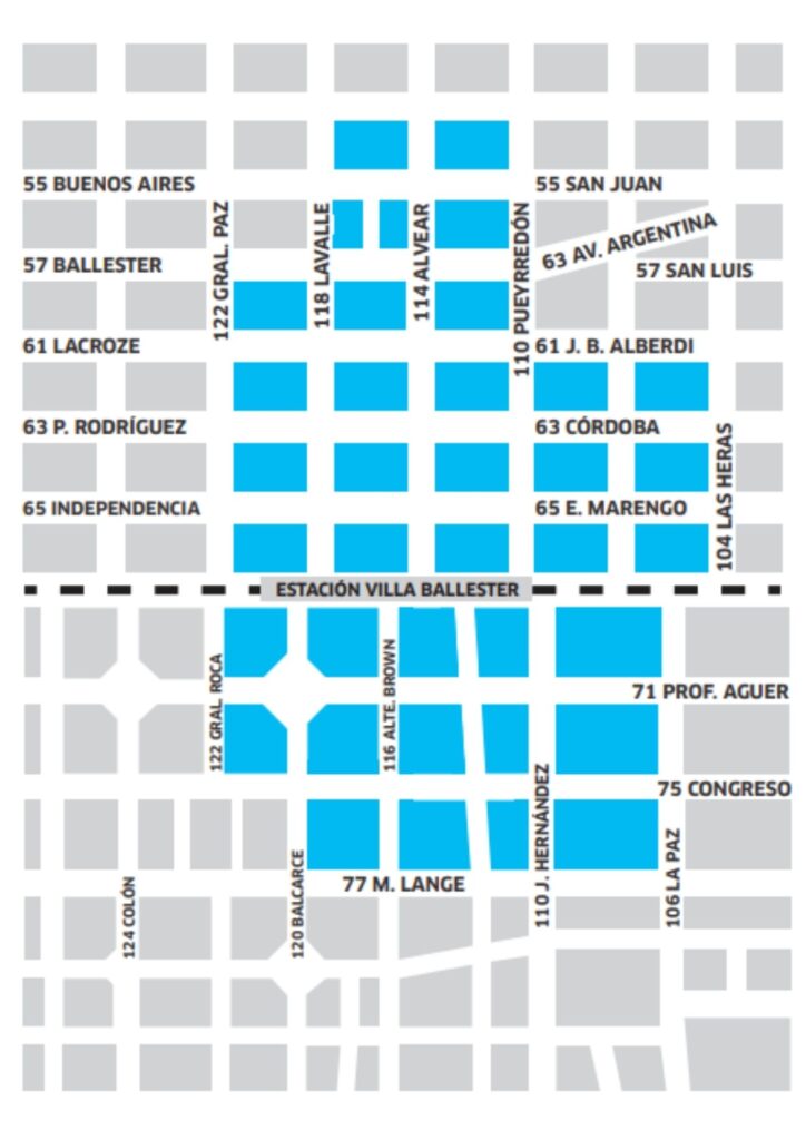 cuadras y calles de estacionamiento medido en Villa Ballester Centro