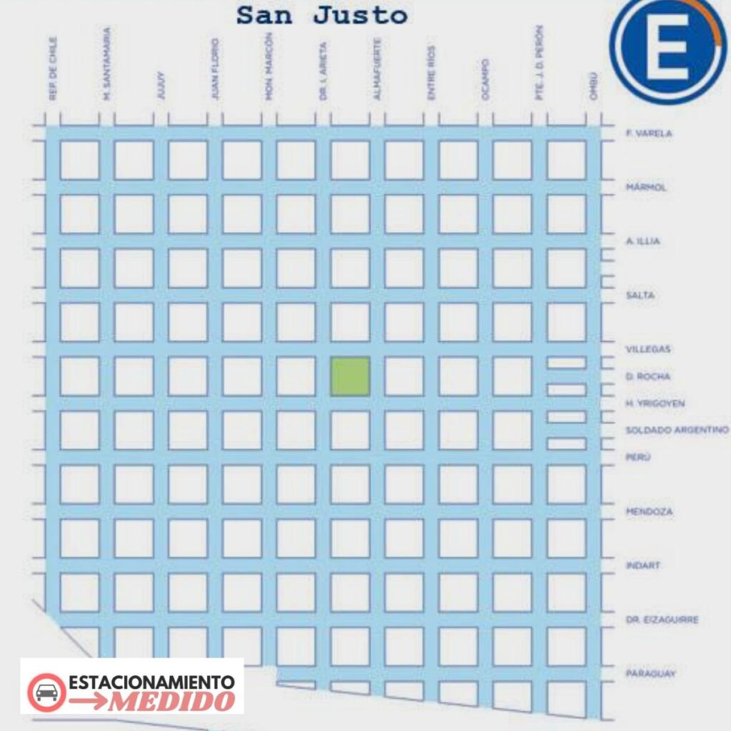 mapa estacionamiento medido en la matanza - san justo